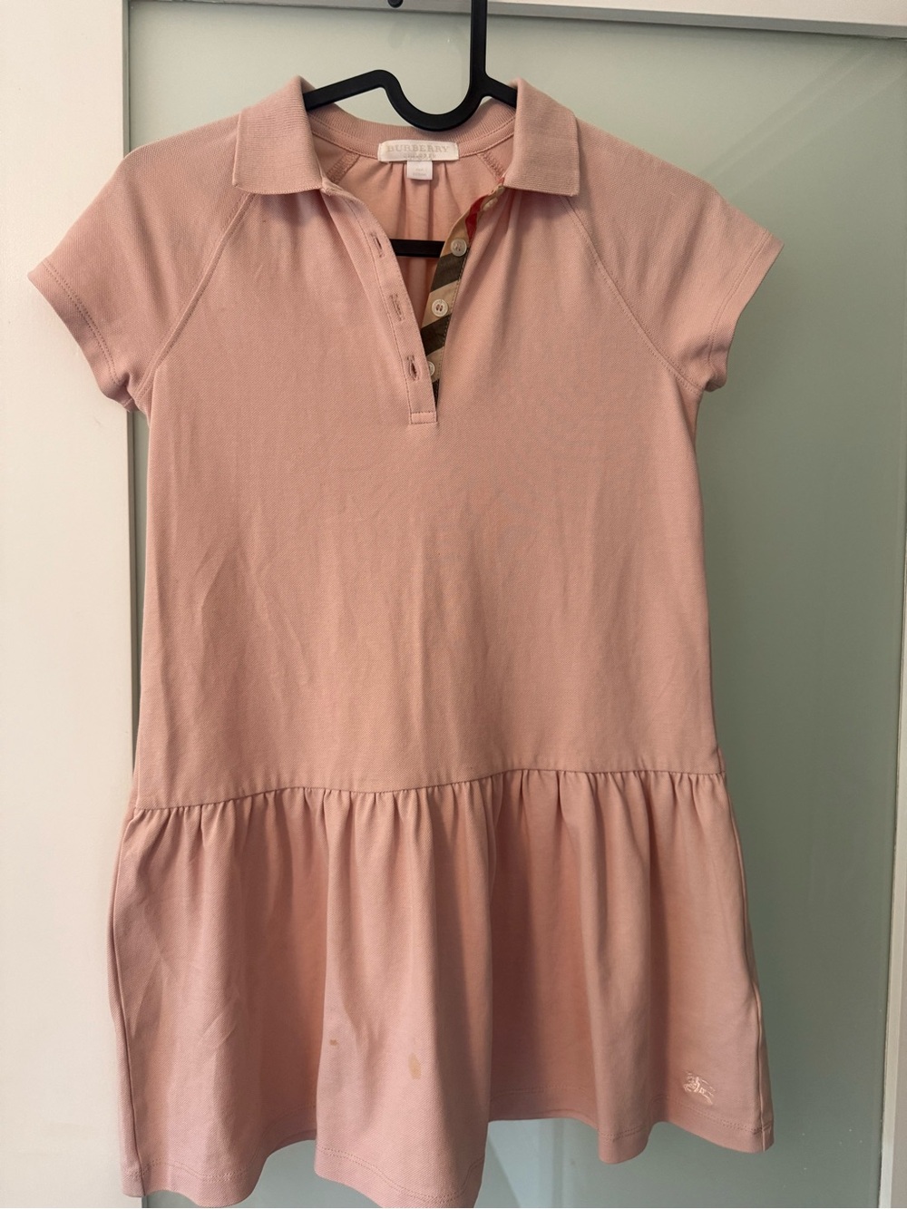 Burberry Kids Blush Pink Polo Dress with Check Trim